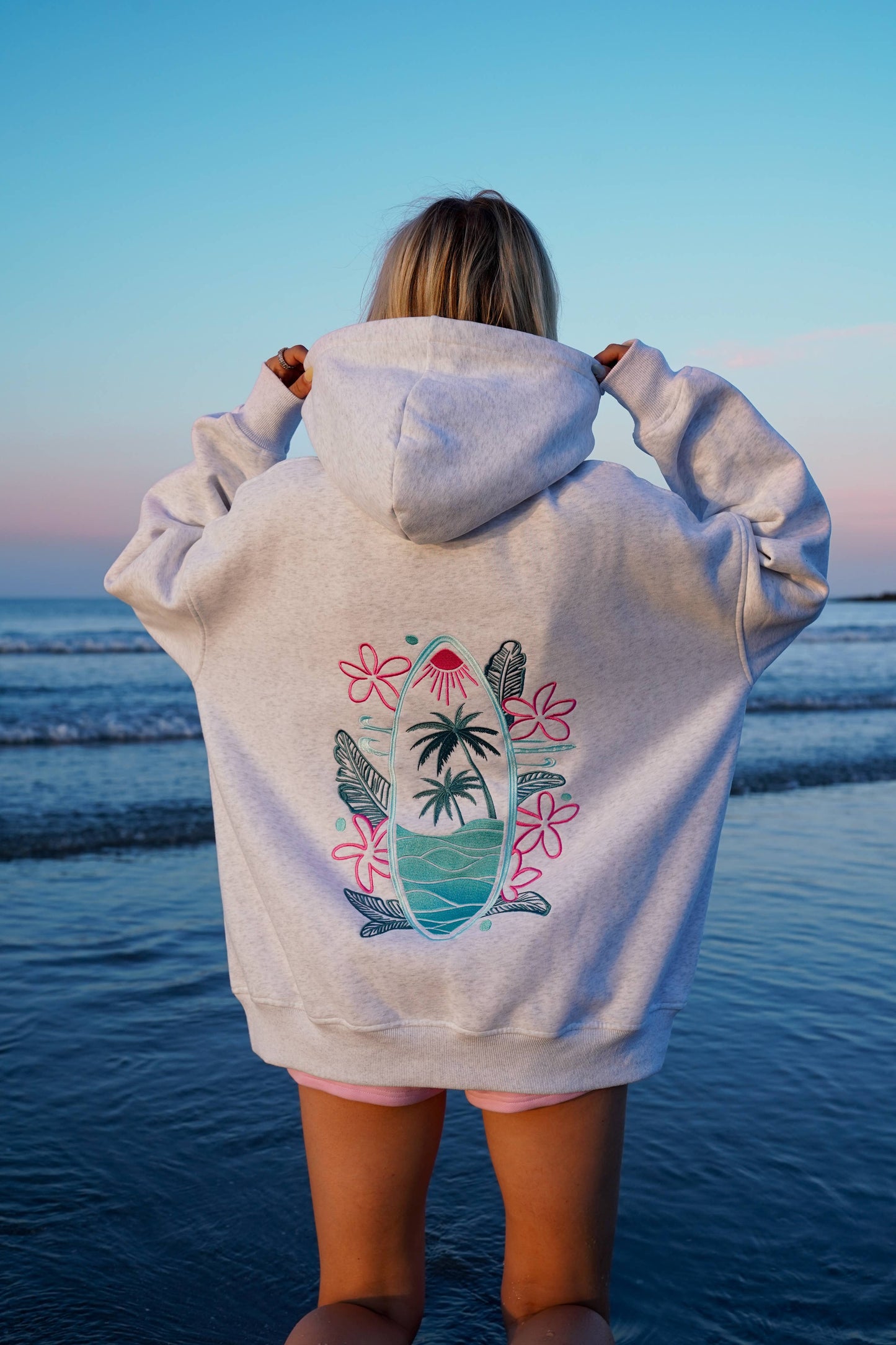 SURFING THE WAVES EMBROIDERED HOODIE