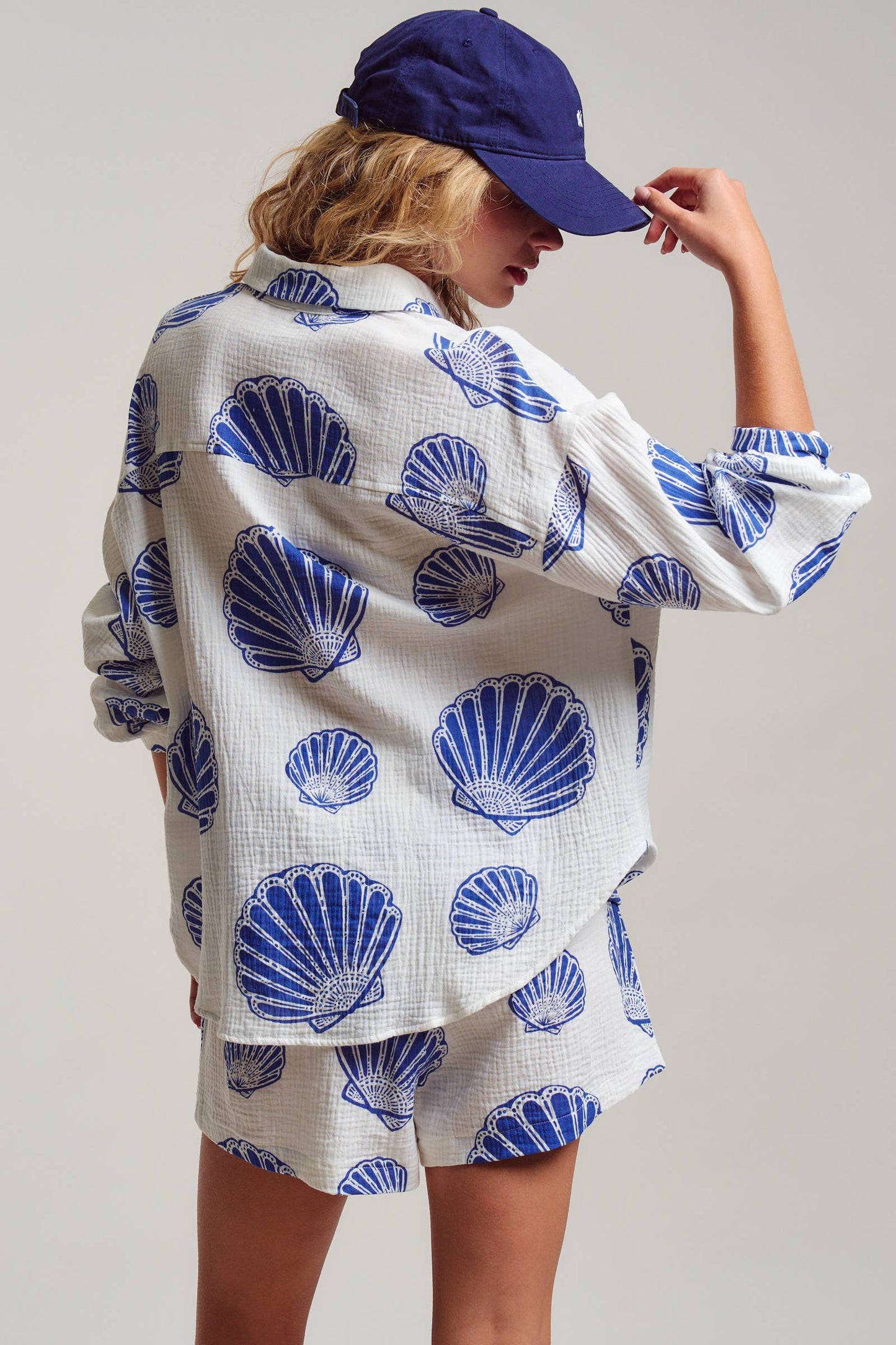 SEASIDE COTTON GAUZE SHIRT & SHORT SET