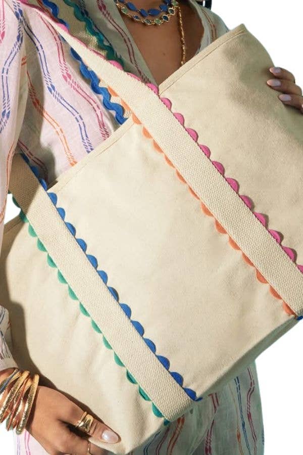SPENCER RIC-RAC TRIM TOTE BAG