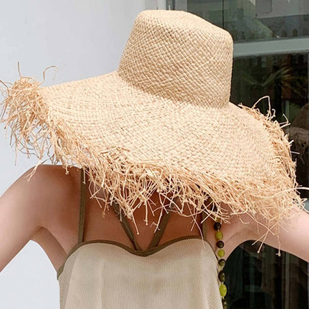 JACKLYN FRAYED EDGE STRAW SUN HAT