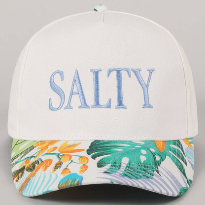 Salty Lettering Embroidery Floral Two-Tone Hat