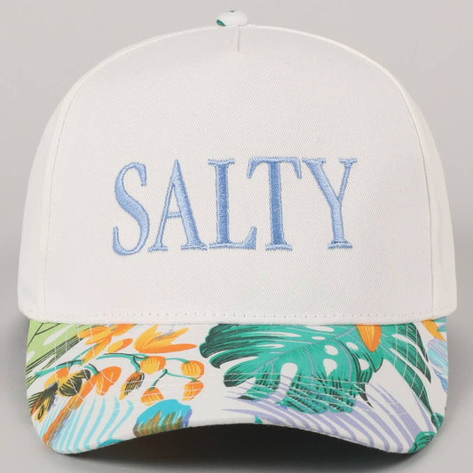 Salty Lettering Embroidery Floral Two-Tone Hat