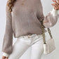 BALLOON SLEEVE RIBBED KNIT SWEATER
