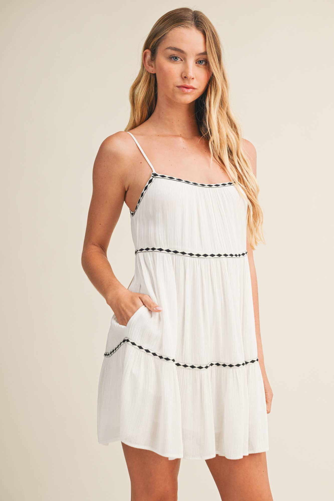 TAPE TRIM ROMPER DRESS