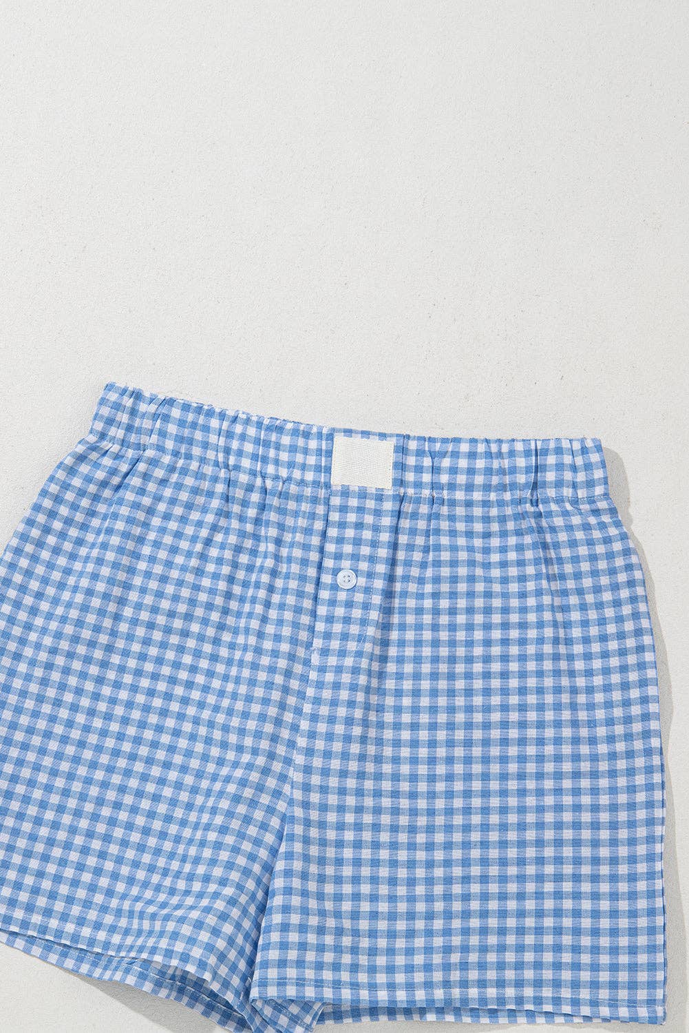GINGHAM HIGH WAISTED BLUE SHORTS