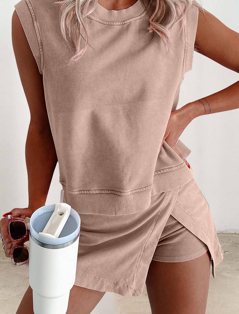 SLEEVELESS CASUAL SKORT SET