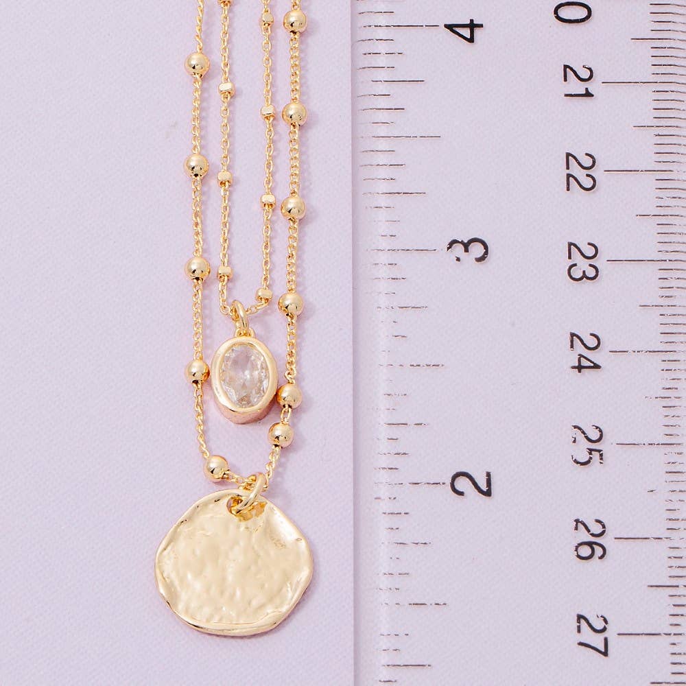 COIN AND OVAL CHARM LAYERED CHAIN NECKLACE