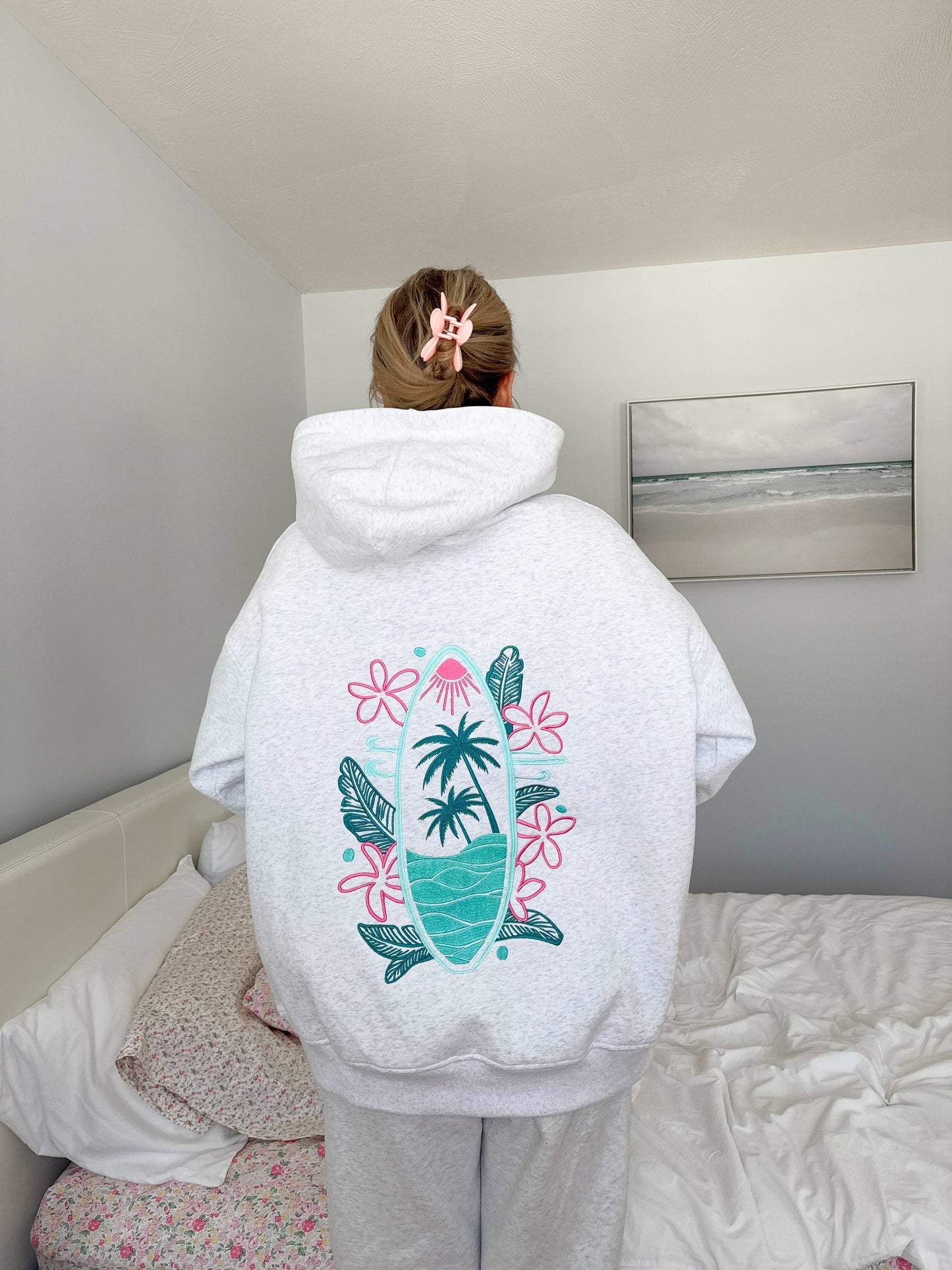 SURFING THE WAVES EMBROIDERED HOODIE