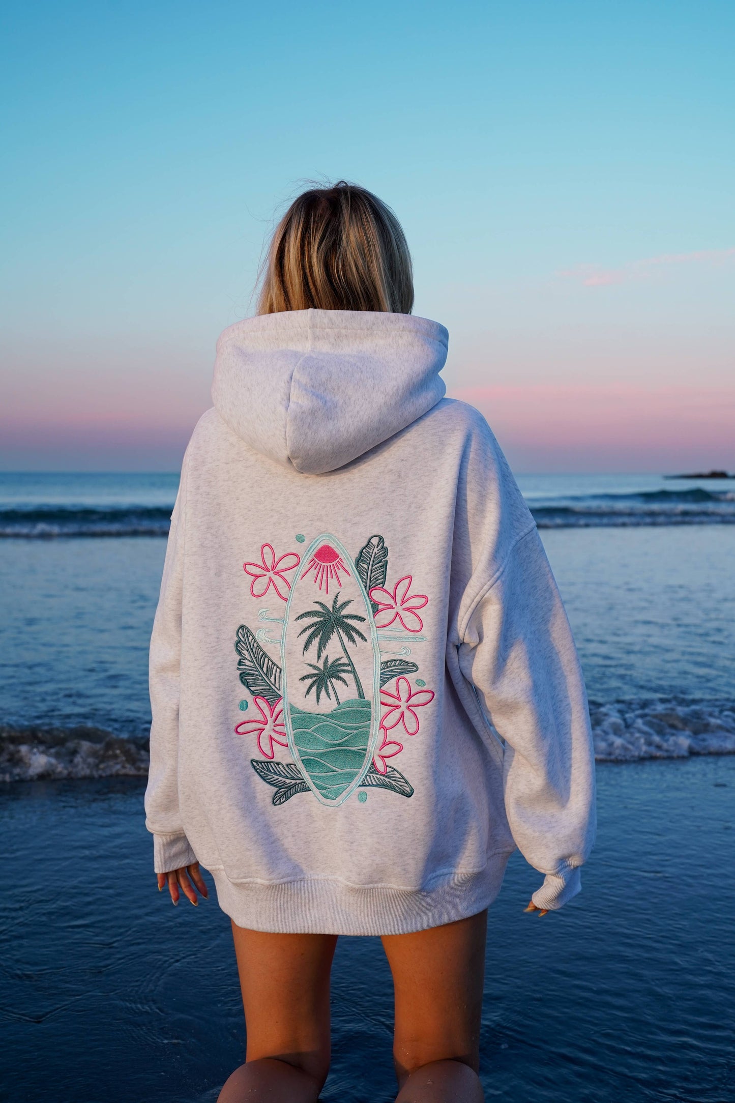 SURFING THE WAVES EMBROIDERED HOODIE