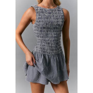 GINGHAM SMOCKED ROMPER