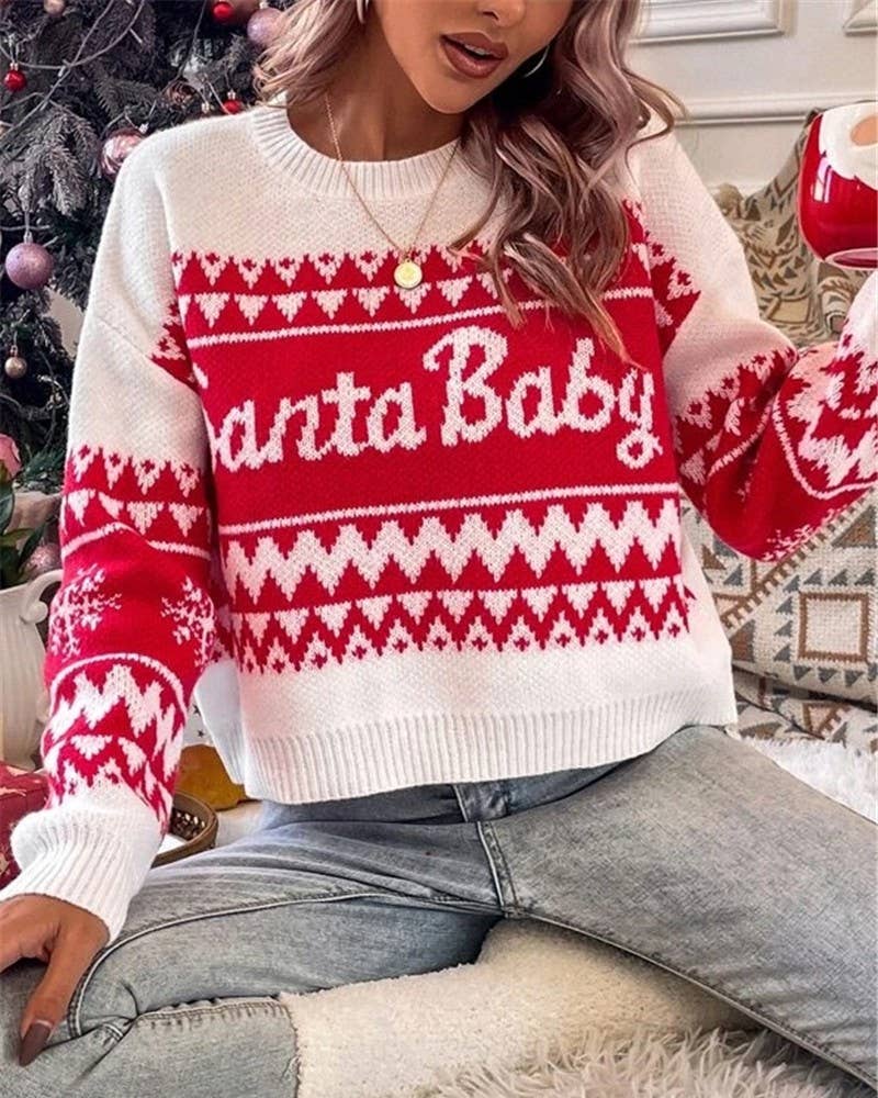 SANTA BABY CHRISTMAS KNIT SWEATER