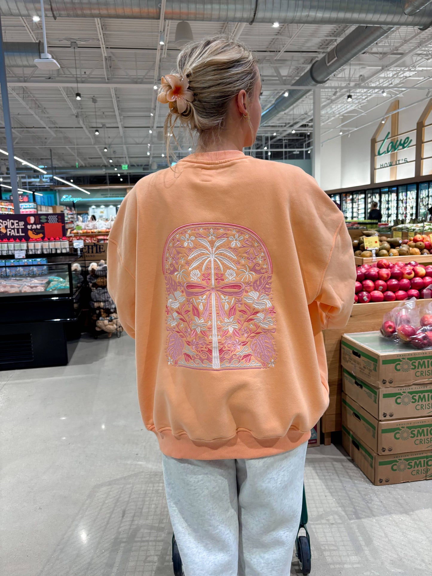 TROPICAL SHERBERT EMBROIDERED SWEATSHIRT