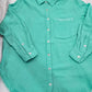 GREEN AND WHITE EMBROIDERED GAUZE BUTTON UP