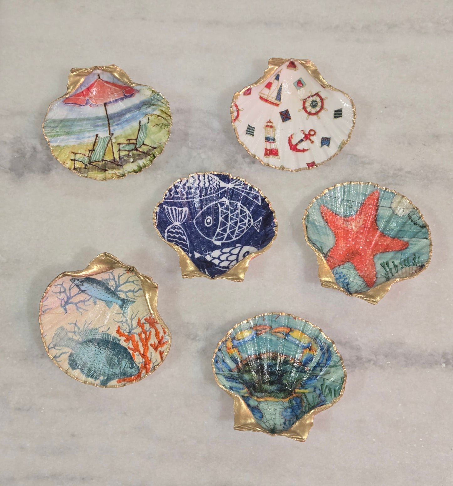 DECOUPAGE SCALLOP SHELLS