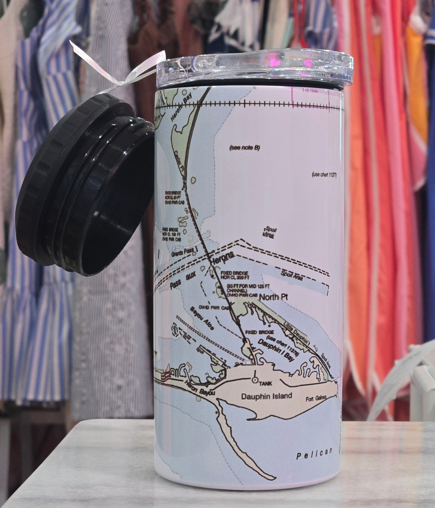 NAUTICAL MAP 4 IN 1 CAN COOLER - DAUPHIN ISLAND