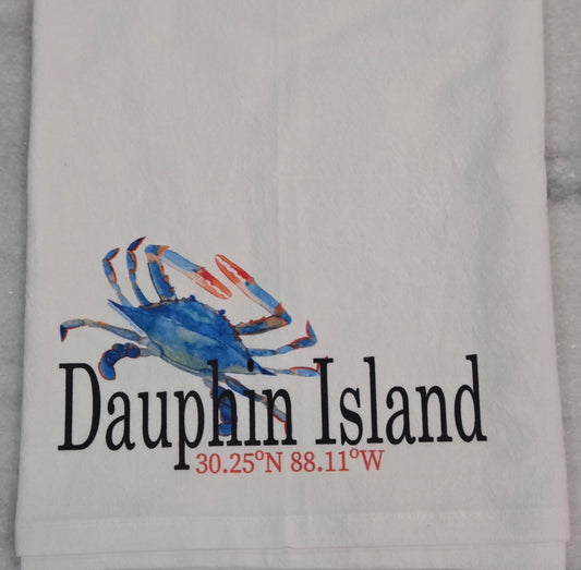 BLUE CRAB WATERCOLOR KITCHEN TOWEL - DAUPHIN ISLAND