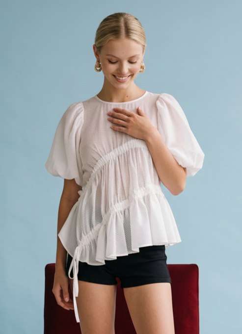 ANEMONE SHEER RUFFLE DETAIL BLOUSE