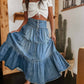 BOHEMIAN TIERED DENIM SKIRT