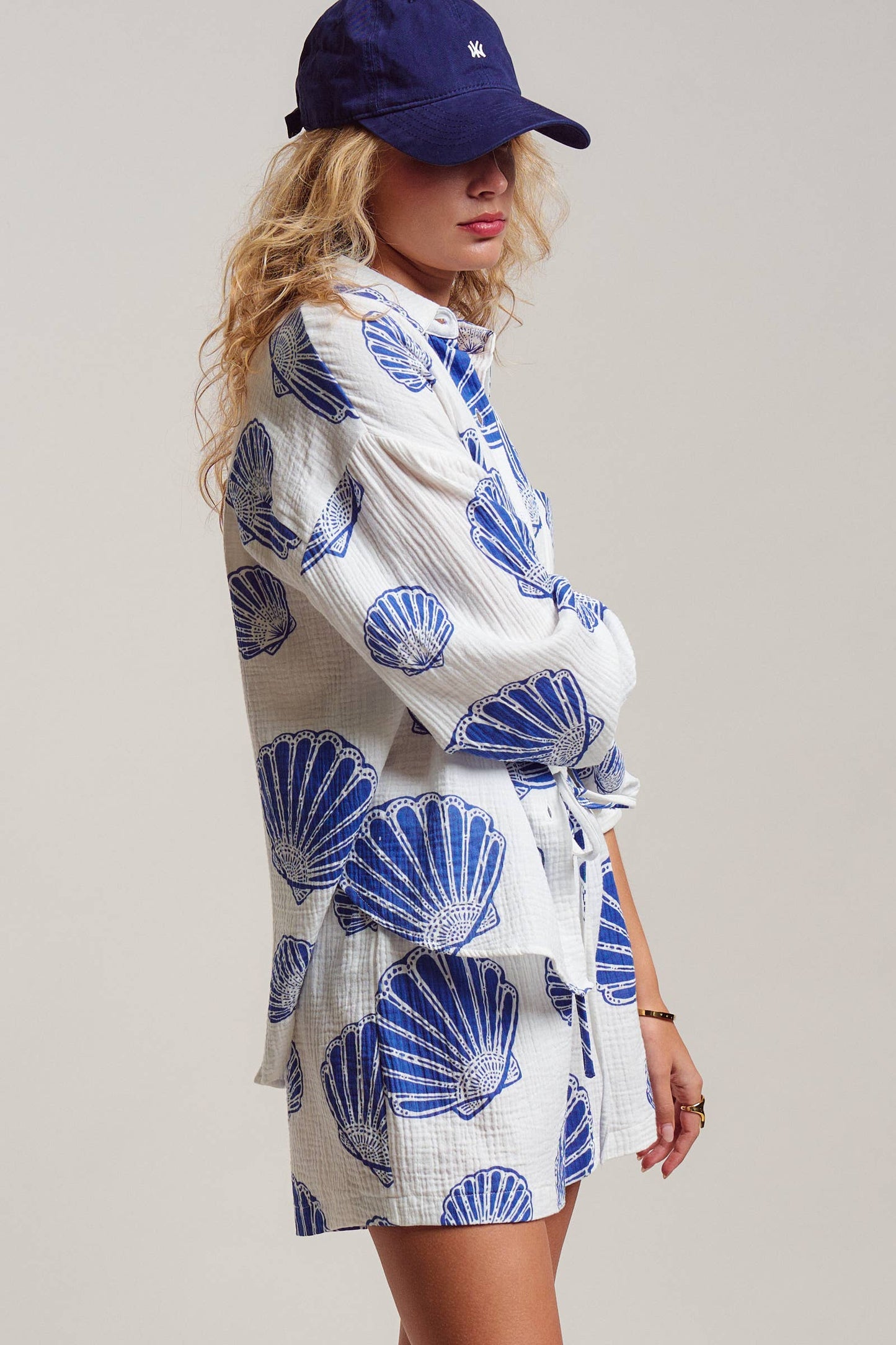 SEASIDE COTTON GAUZE SHIRT & SHORT SET