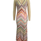 BOHEMIAN HERRINGBONE MESH MAXI DRESS