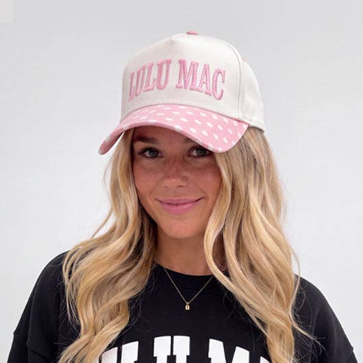 LULU MAC LIGHT PINK/WHITE POLKA DOT CAP