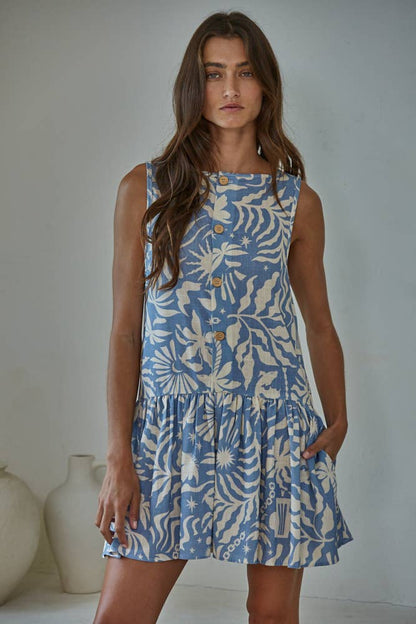 VERONICA LINEN BLEND MINI DRESS