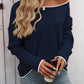 CORAL OR NAVY WHITE TRIM SWEATER