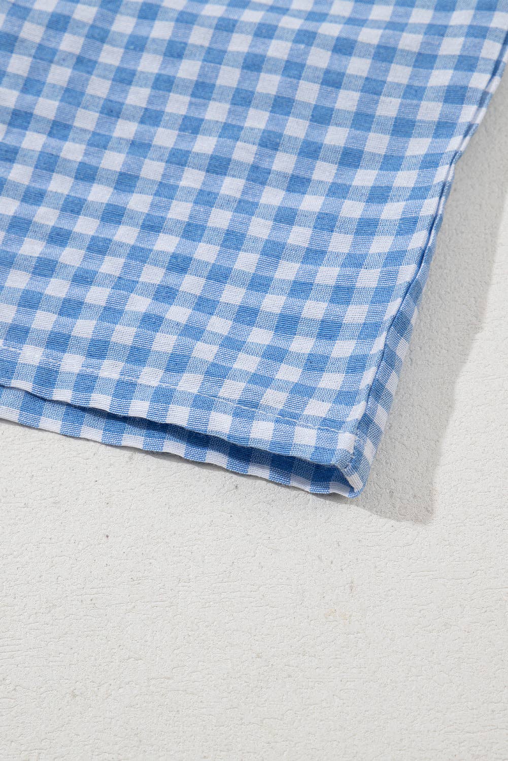 GINGHAM HIGH WAISTED BLUE SHORTS