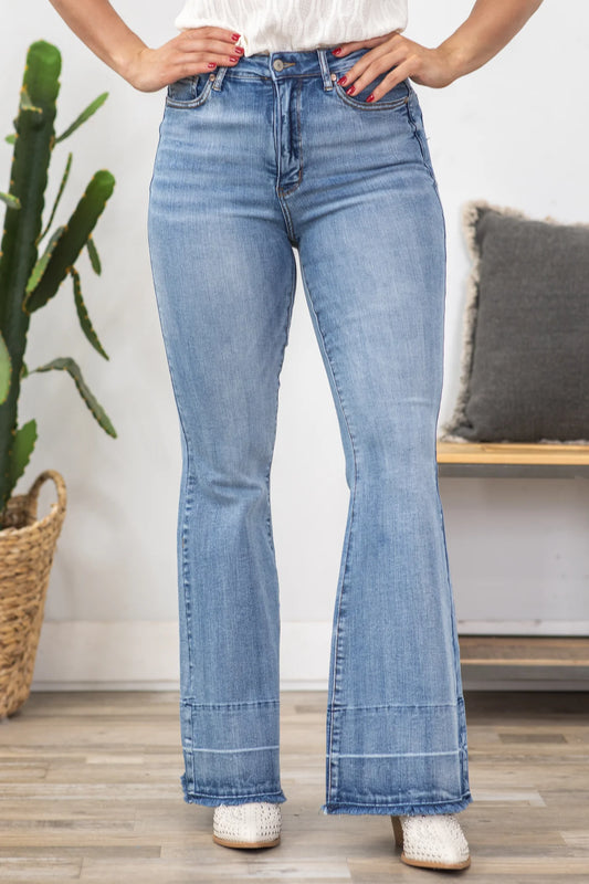 JUDY BLUE RELEASE HEM FLARE JEANS