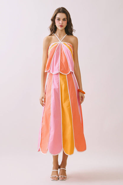LAURA COLOR BLOCK SCALLOP EDGE SET