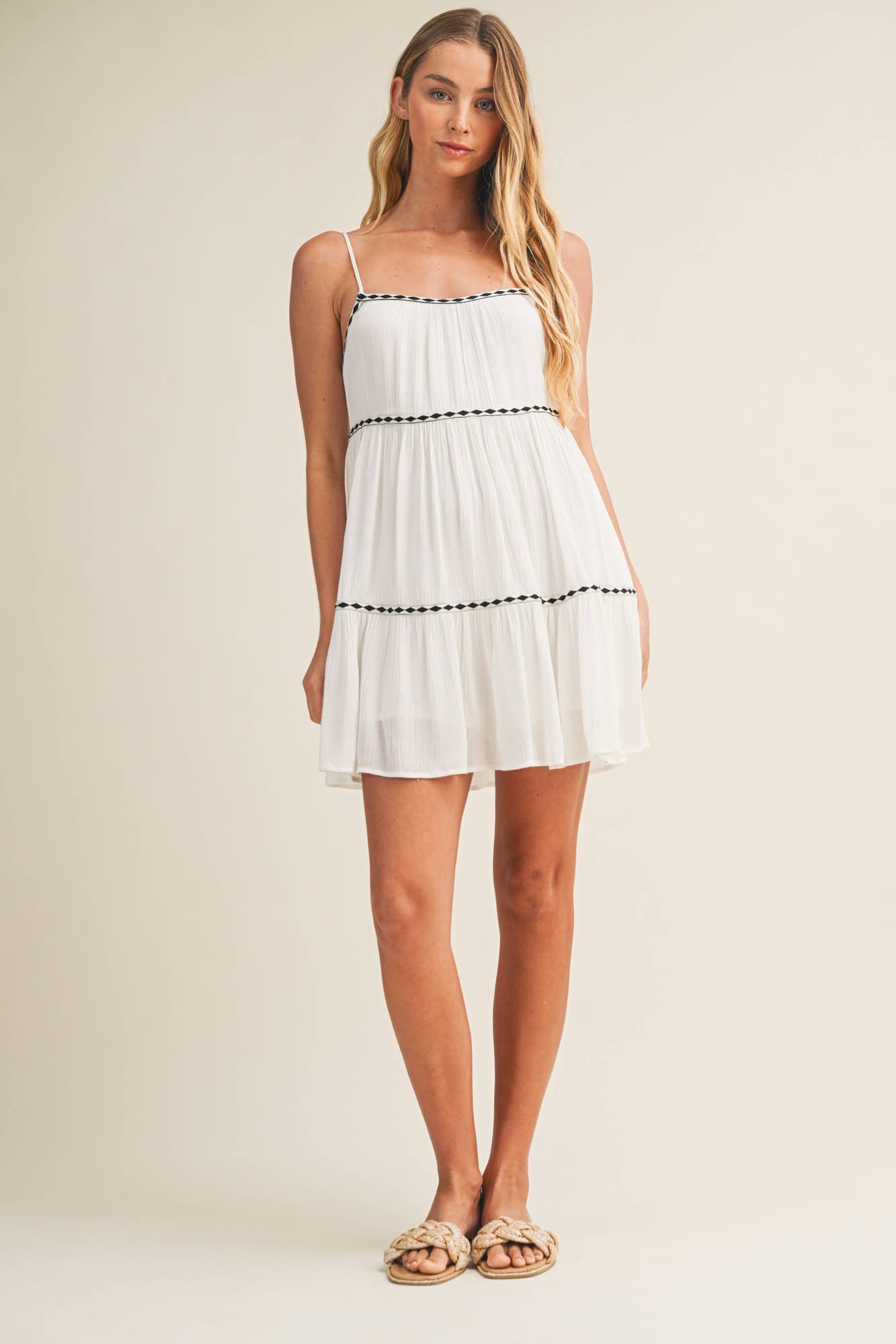 TAPE TRIM ROMPER DRESS