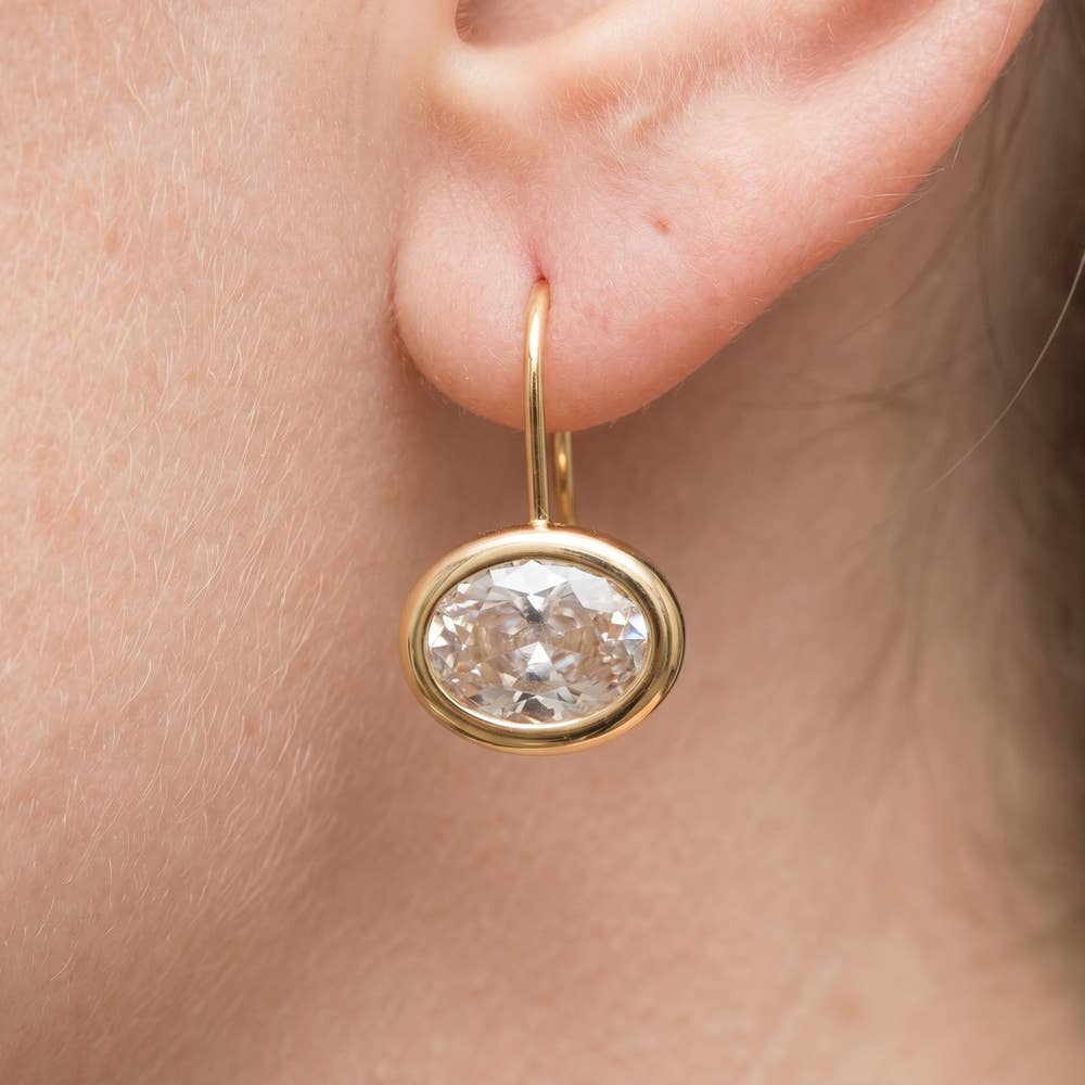 OVAL BEZEL EARRINGS