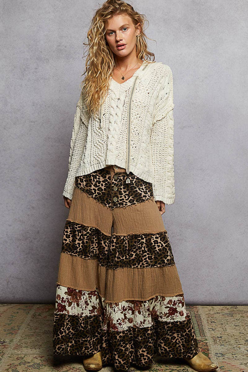 OVERSIZED CABLE KNIT HOODIE SWEATER