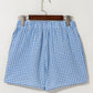 GINGHAM HIGH WAISTED BLUE SHORTS