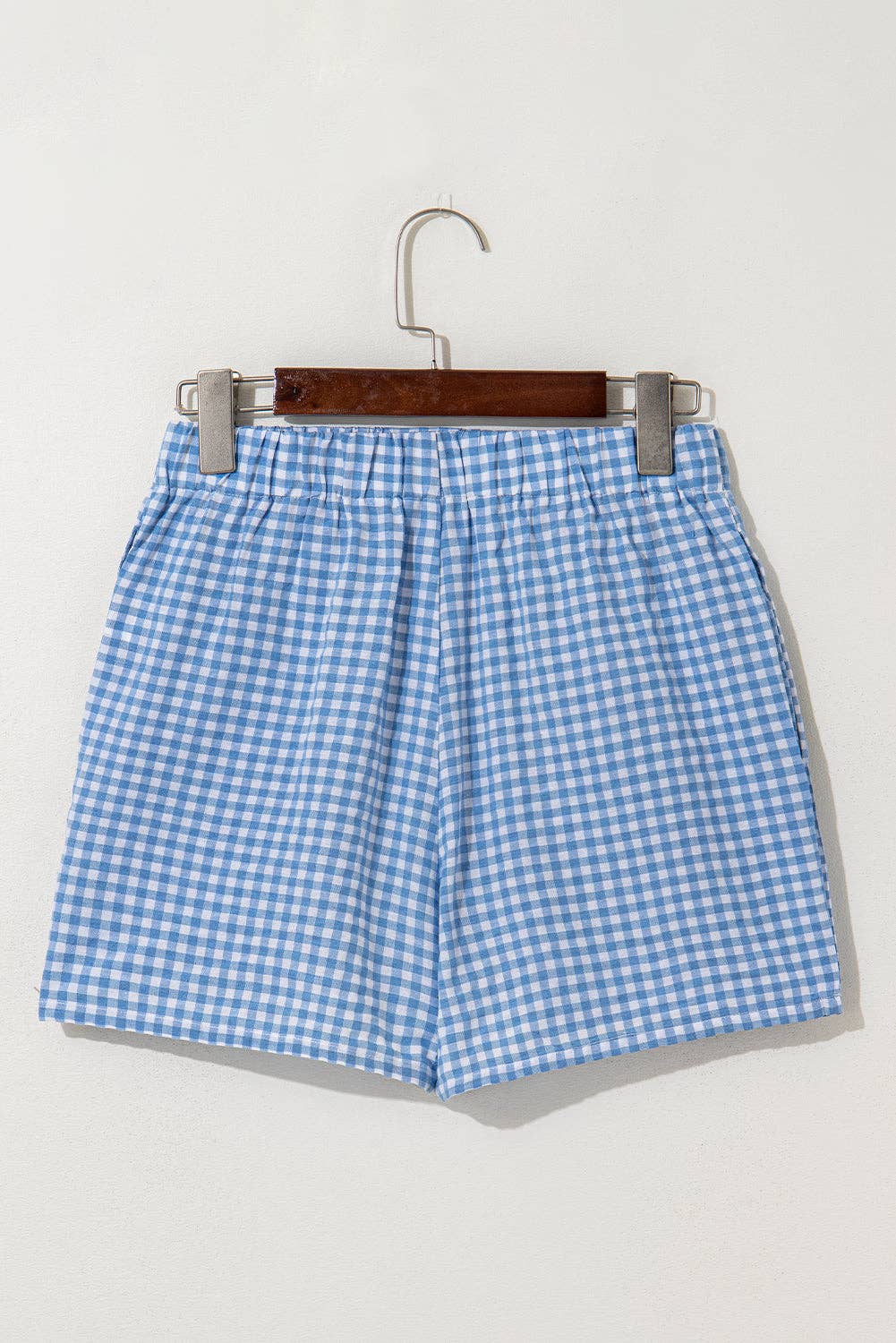 GINGHAM HIGH WAISTED BLUE SHORTS
