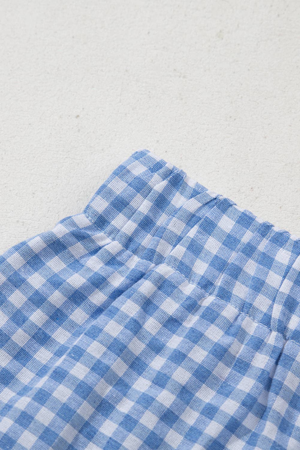 GINGHAM HIGH WAISTED BLUE SHORTS