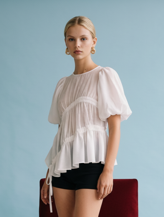 ANEMONE SHEER RUFFLE DETAIL BLOUSE