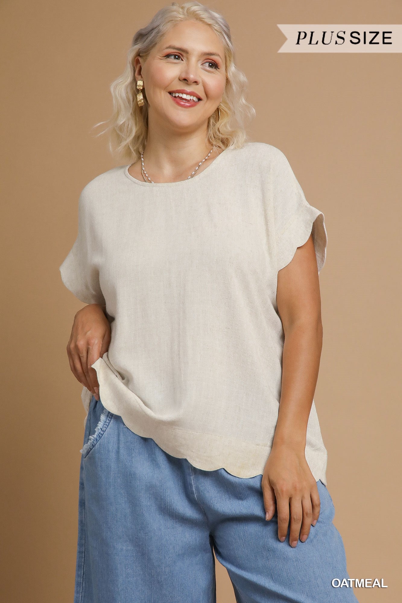 MARANDA SCALLOP HEM TOP