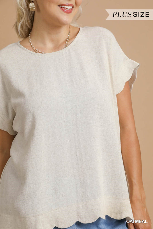 MARANDA SCALLOP HEM TOP