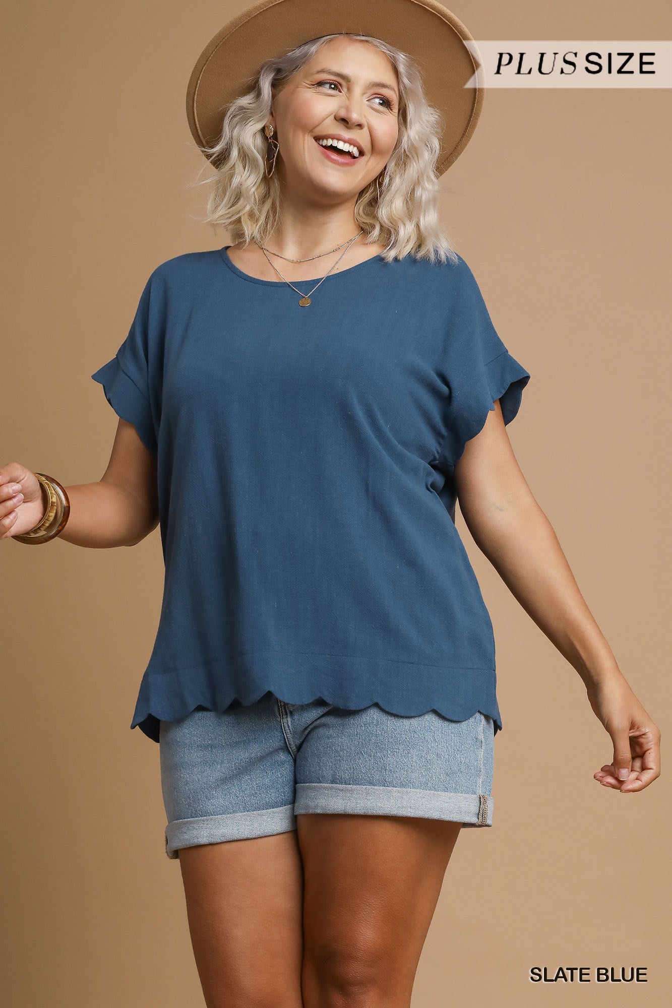 MARANDA SCALLOP HEM TOP