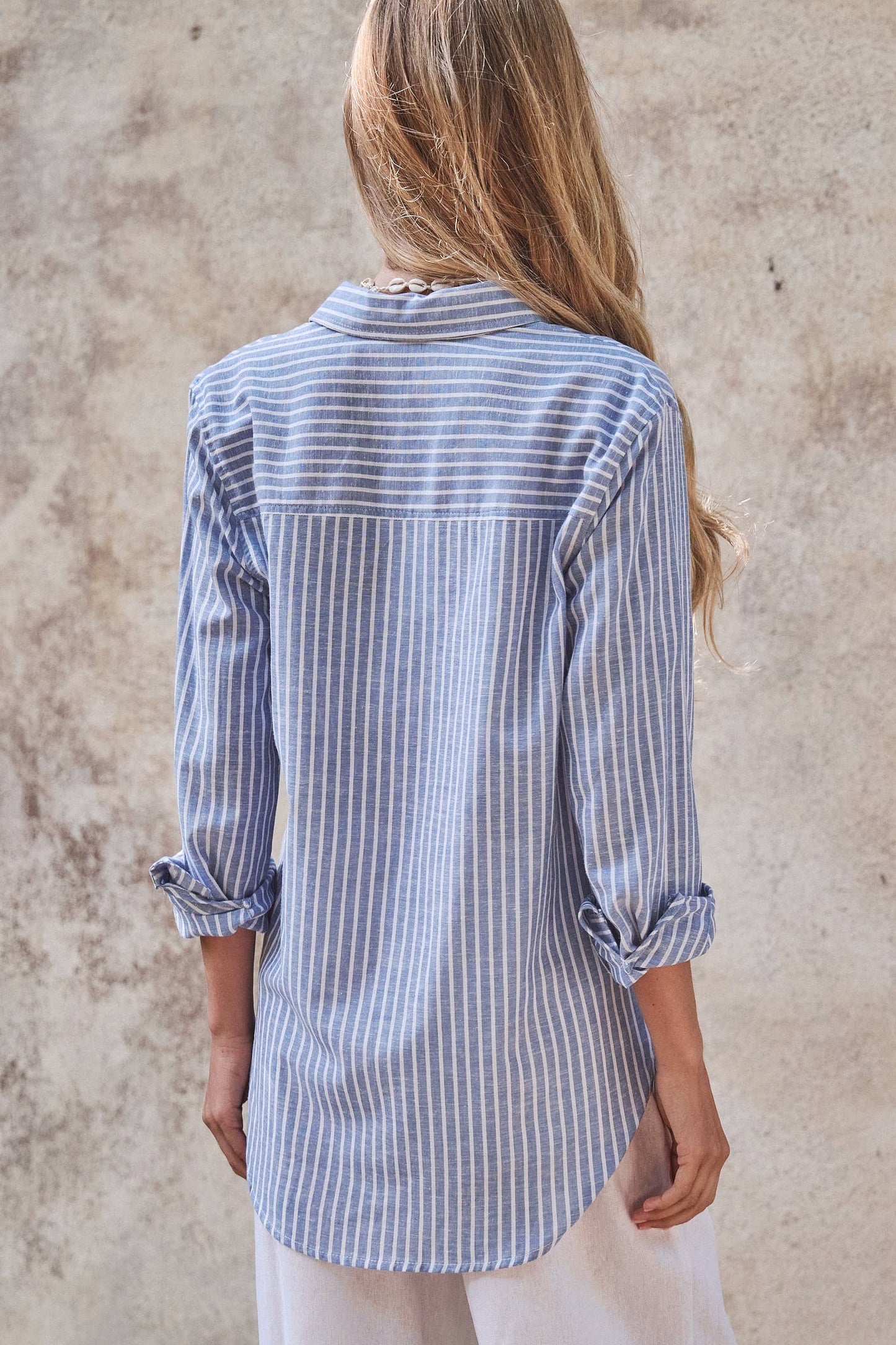 COASTAL STRIPED BUTTON DOWN