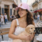 Golden Retriever Embroidered Seersucker Stripe Trucker Hat