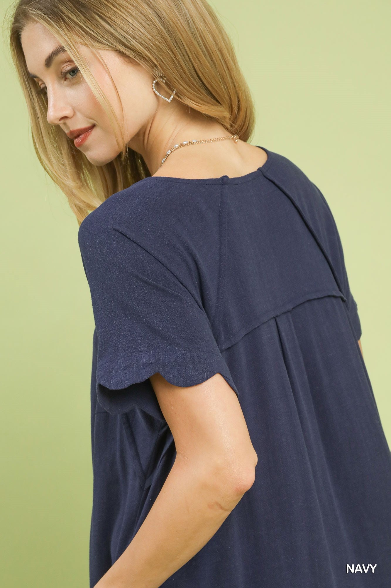 ASHLEY SCALLOP HEM LINEN DRESS