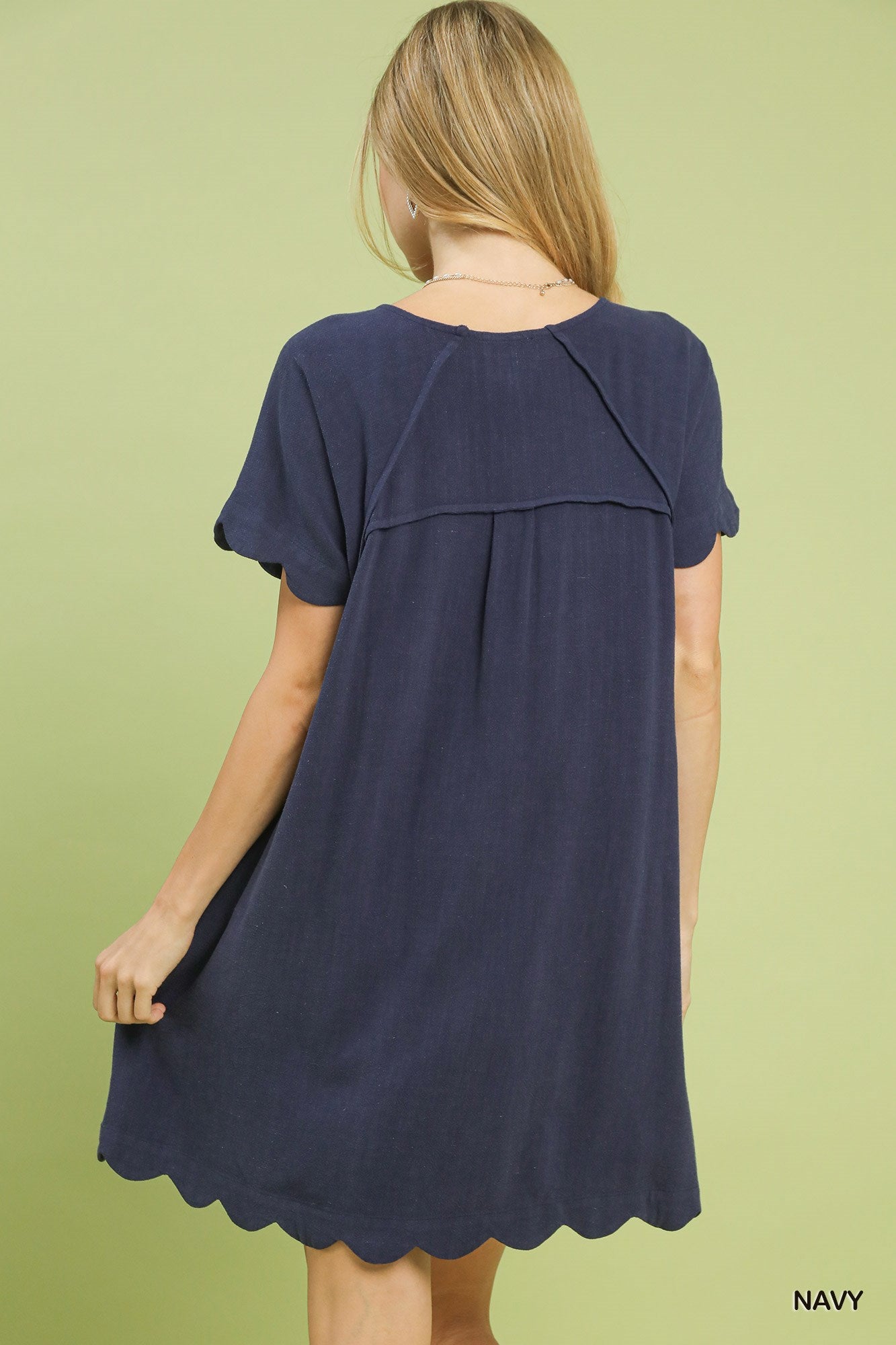 ASHLEY SCALLOP HEM LINEN DRESS