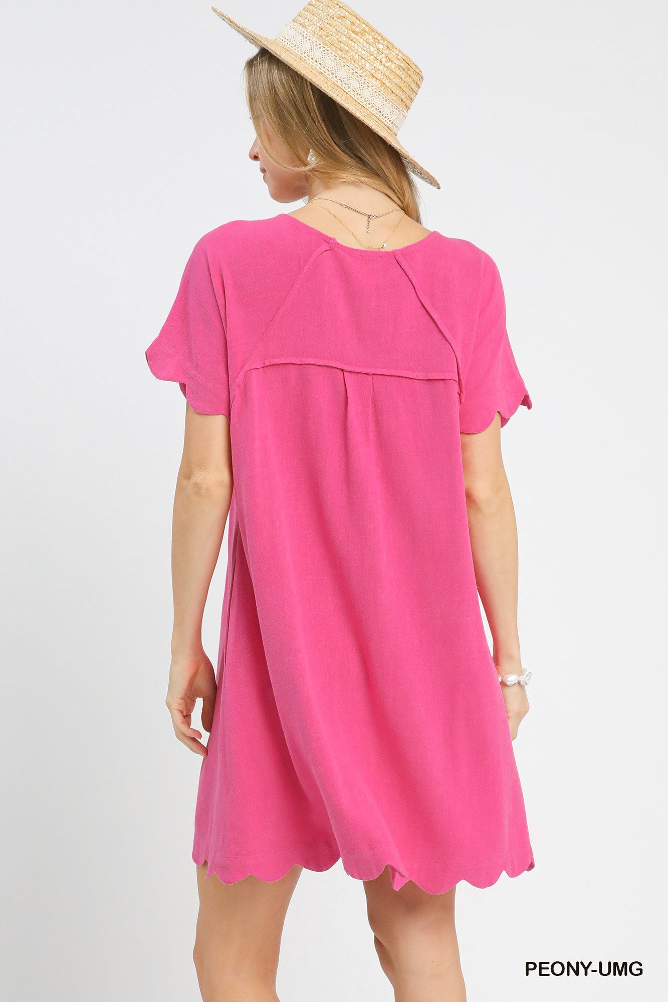ASHLEY SCALLOP HEM LINEN DRESS