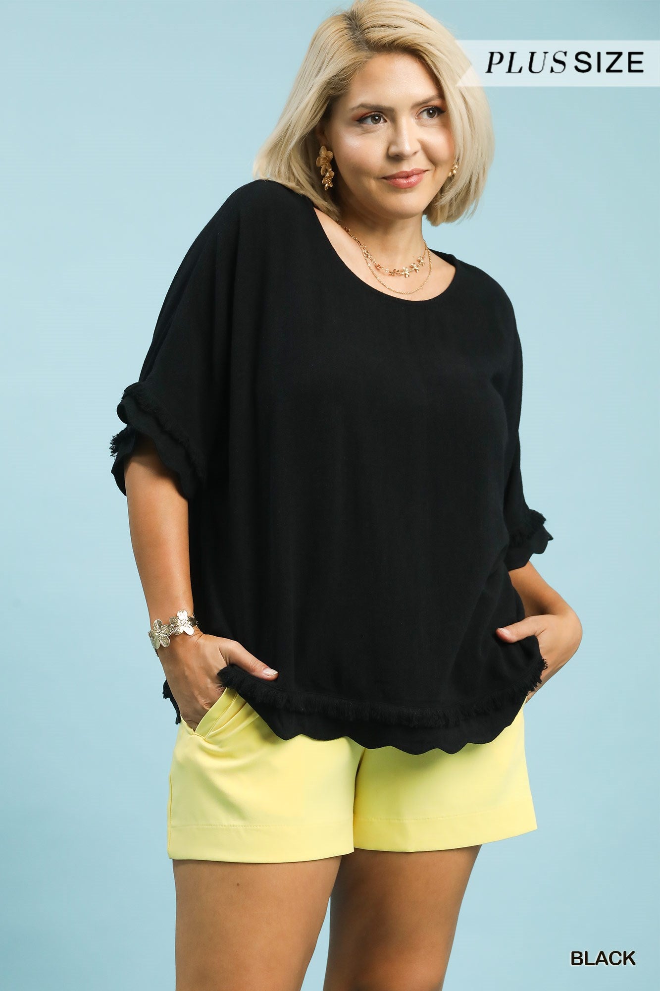 STACEY SCALLOP HEM TOP