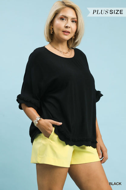 STACEY SCALLOP HEM TOP