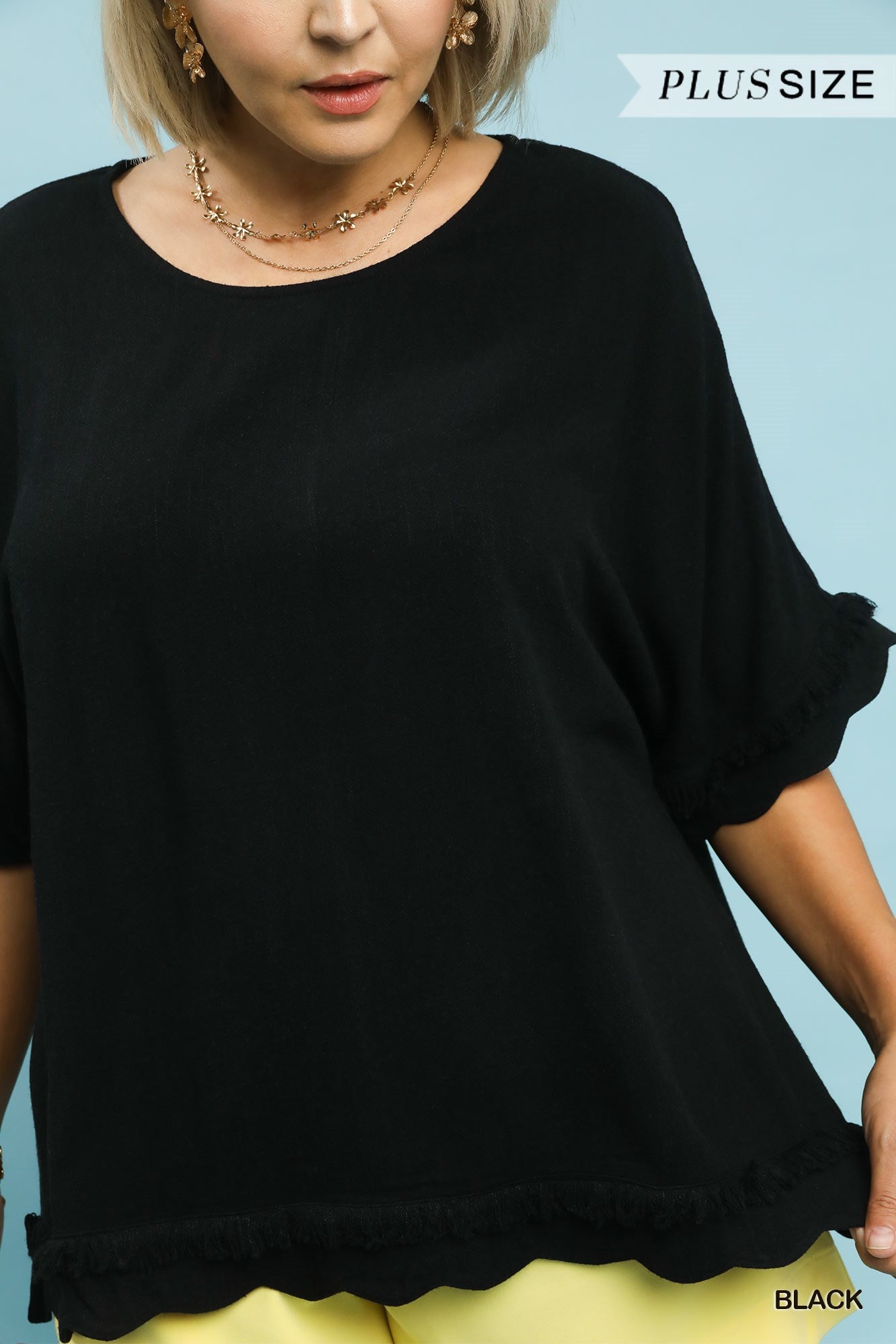 STACEY SCALLOP HEM TOP