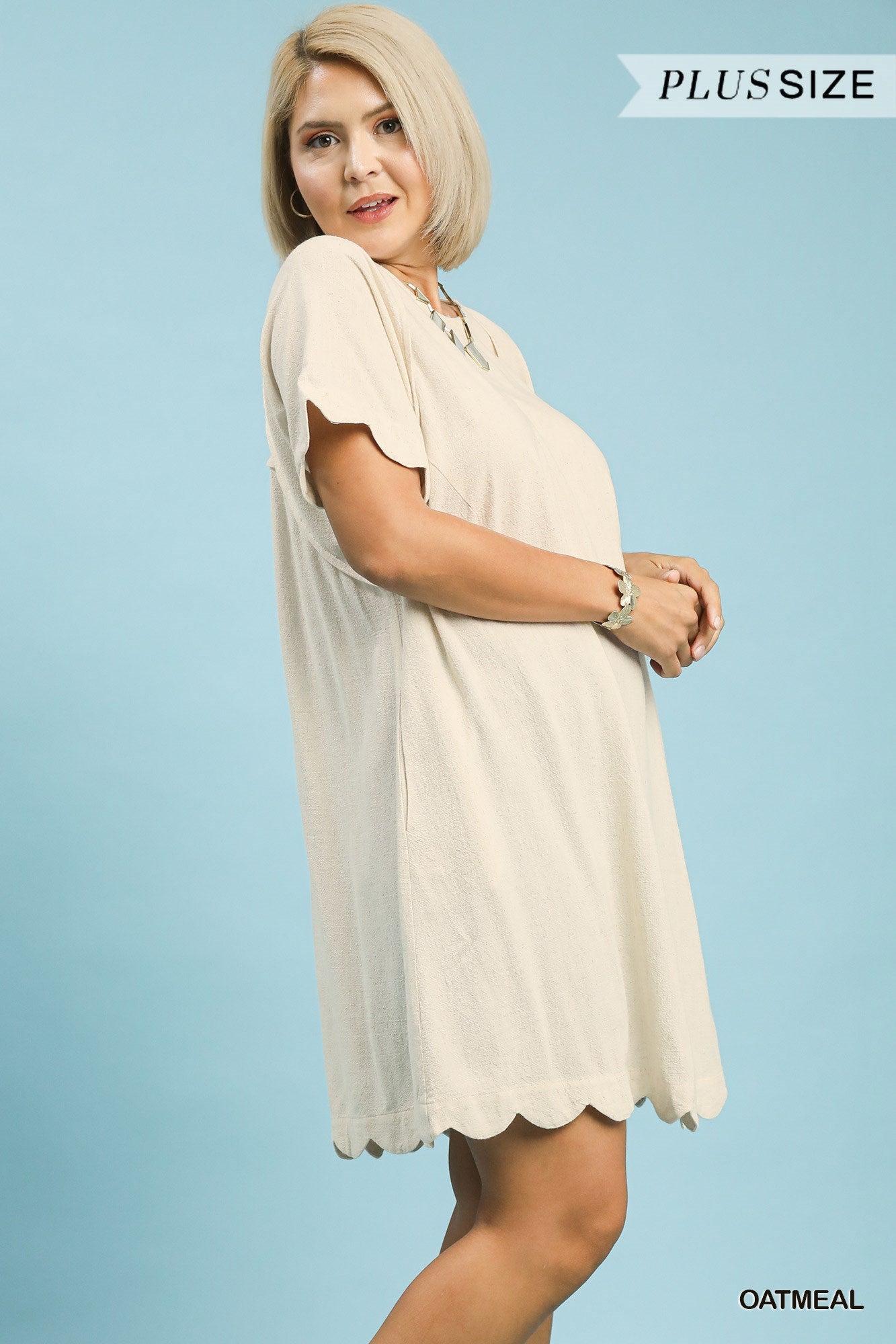 ASHLEY SCALLOP HEM LINEN DRESS