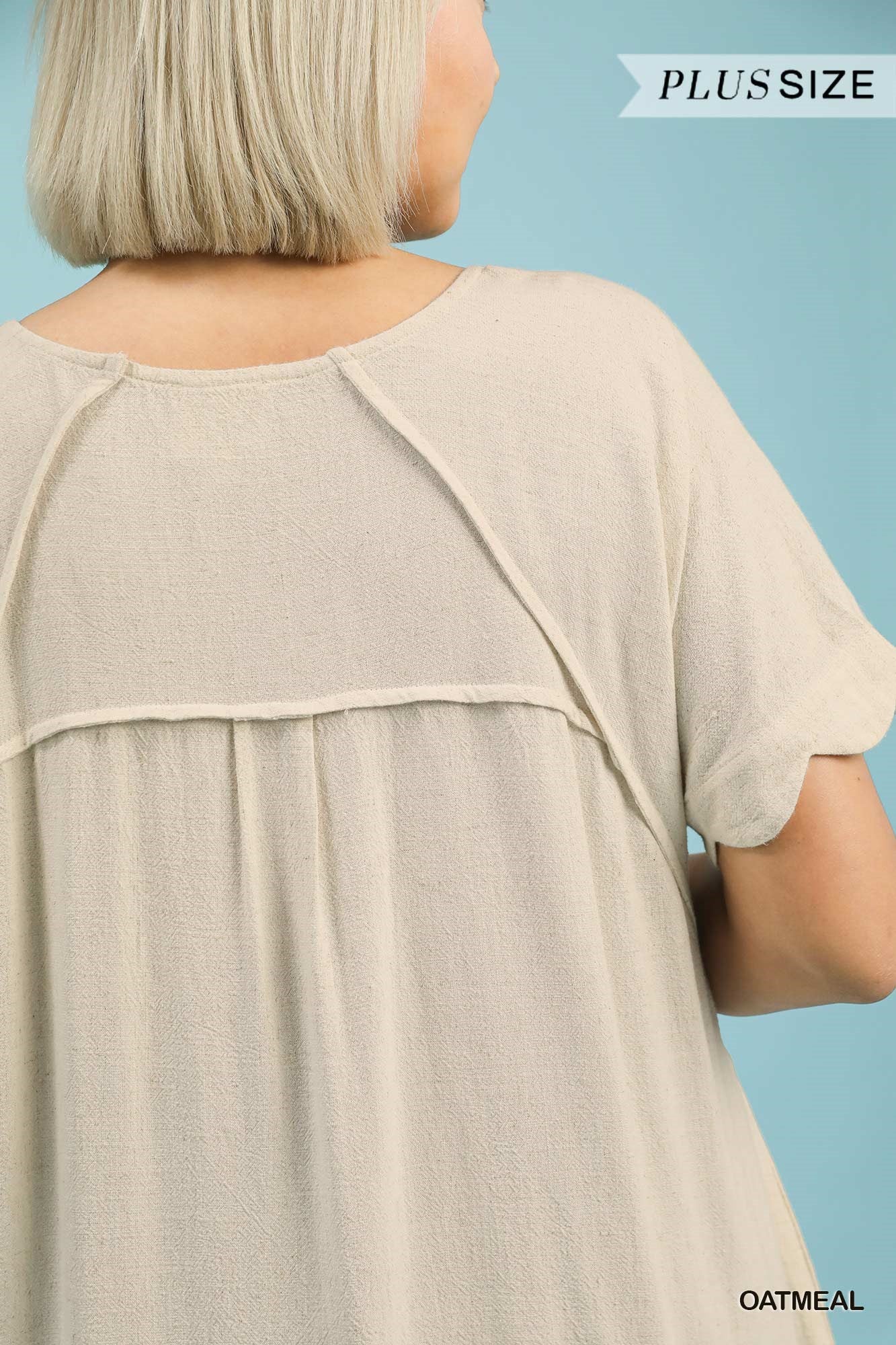 ASHLEY SCALLOP HEM LINEN DRESS